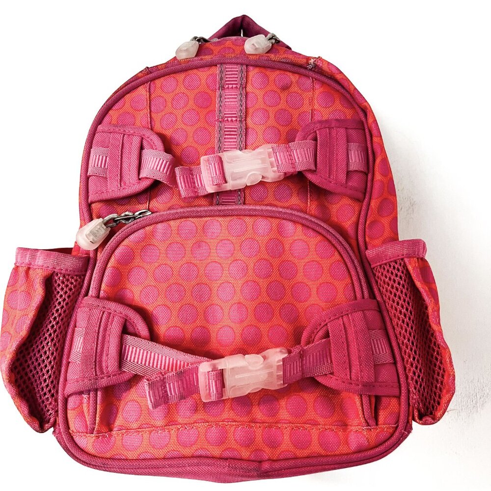 Pottery Barn Kids Mackenzie Small Pink Orange Dot Backpack School Bag